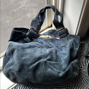 Blue Suede Tote Bag